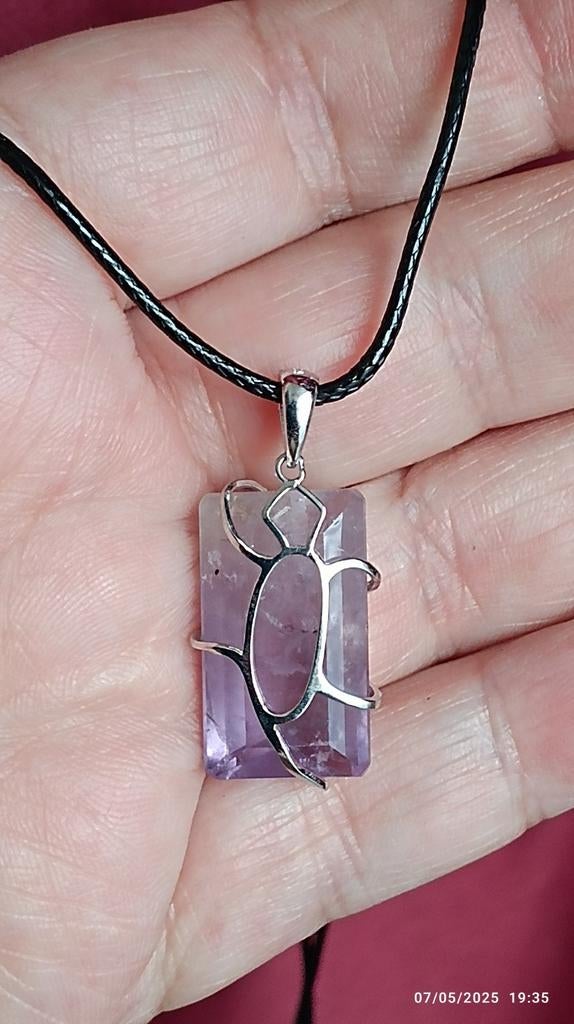 Pendentif en argent massif avec améthyste naturelle de Brési, Bijoux, Sacs & Beauté, Pendentifs, Neuf, Argent, Argent, Avec pierre précieuse