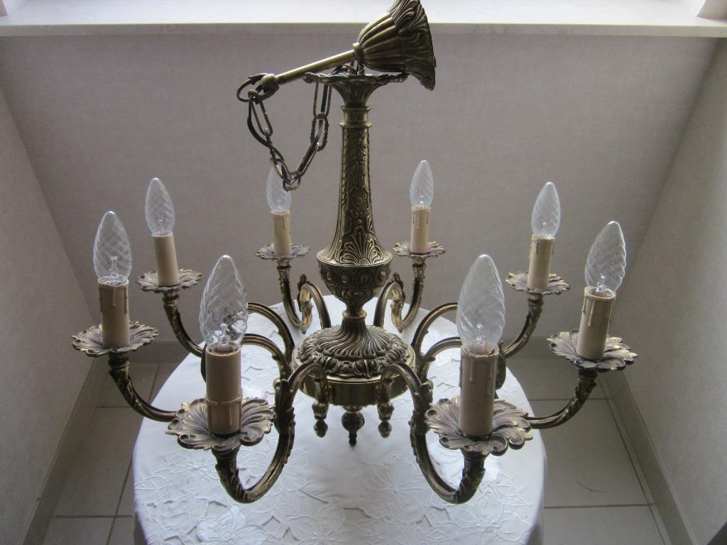 koperen luchter, Huis en Inrichting, Lampen | Kroonluchters, Ophalen, Zo goed als nieuw