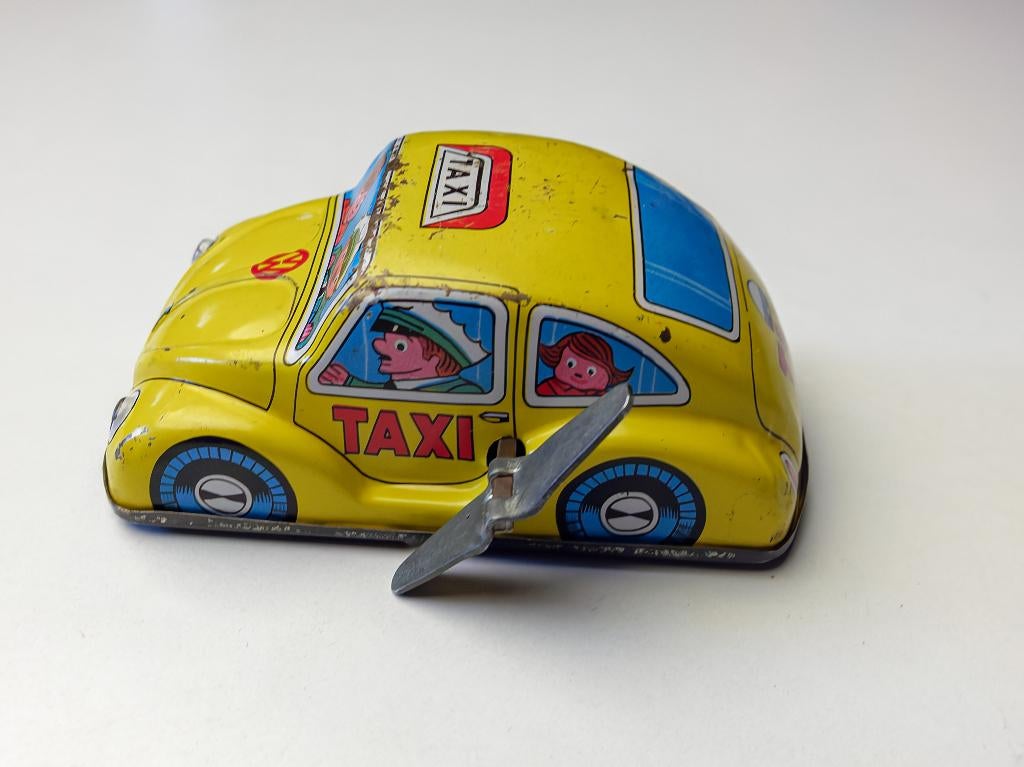 Jouet à enrouler pour voiture en étain VW Beetle Taxi, Enlèvement ou Envoi