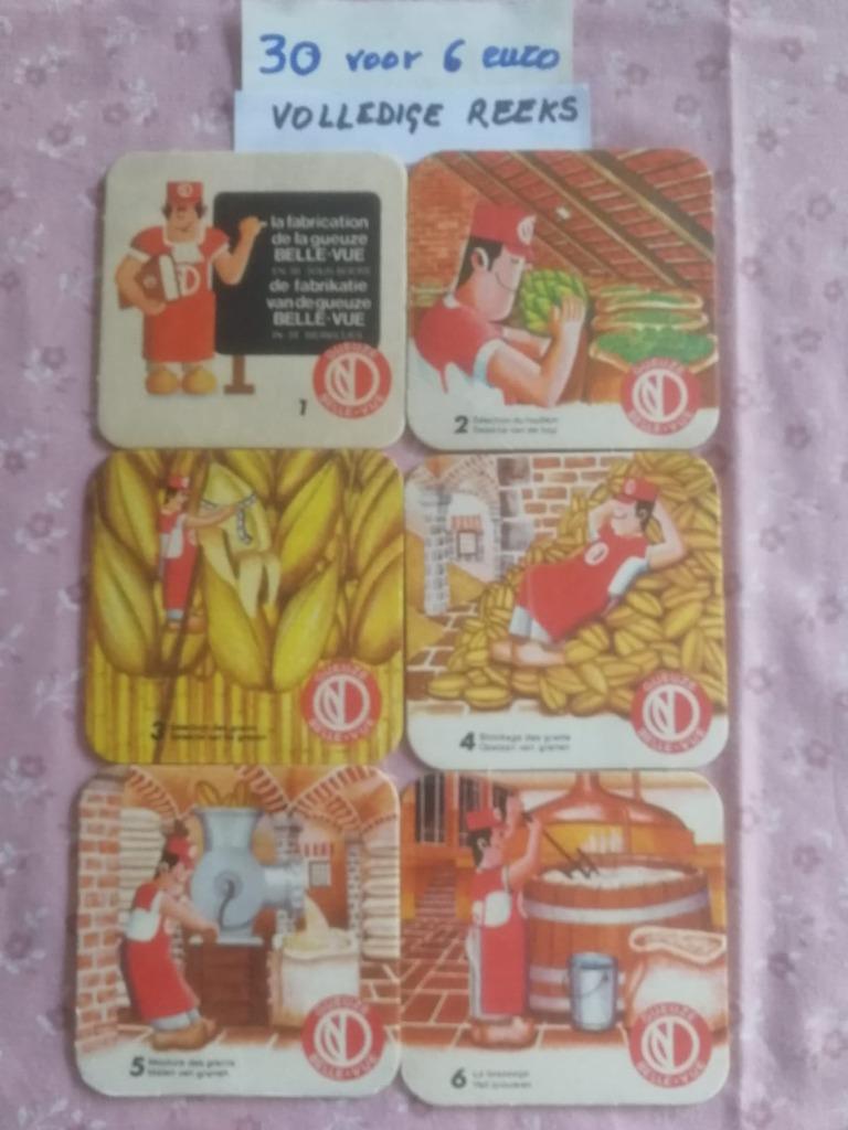 Volledige reeks bierviltjes Gueuze Belle-Vue - brouwproces, Ophalen of Verzenden, Viltje(s)