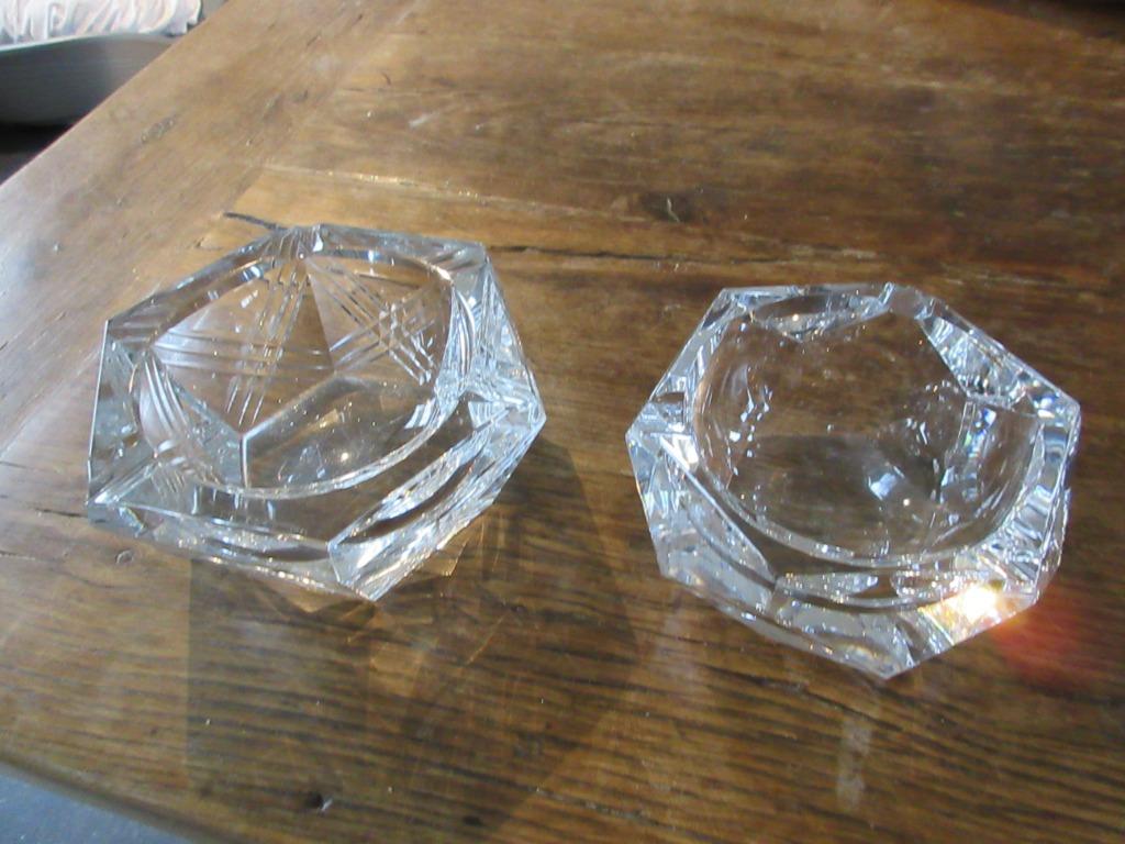 3 Asbak VAL SAINT LAMBERT in kristal glas Val St. Lambert, Ophalen