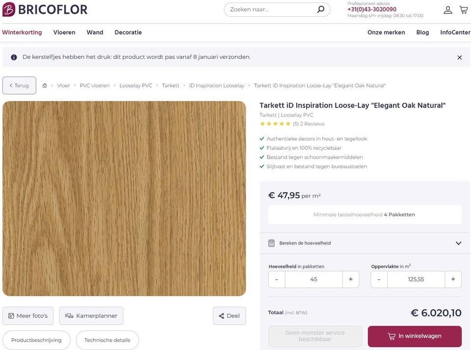 Sol vinyle TARKETT iD Inspiration Loose-Lay – Elegant Oak, Maison & Meubles, Neuf, Autres couleurs, Enlèvement, Vinyle