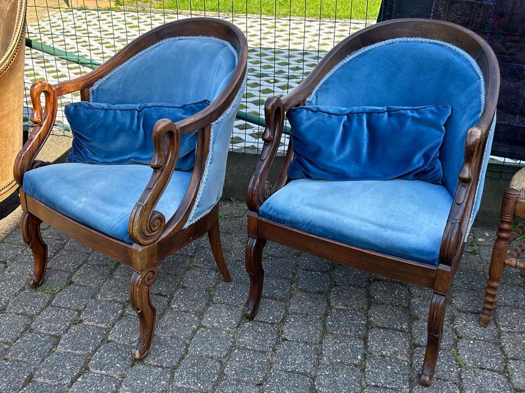 Deux fauteuils gondole Charles Dix en acajou français, Antiquités & Art, Enlèvement