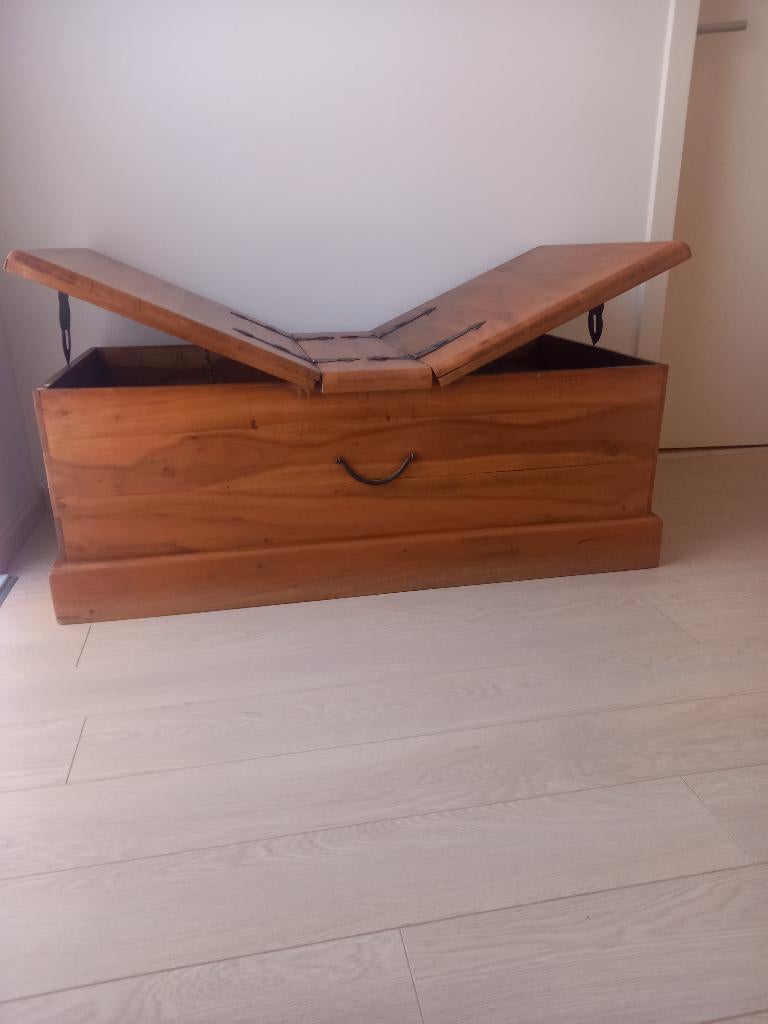Salontafel/opbergkist, Ophalen, 100 tot 150 cm, Teakhout, Zo goed als nieuw