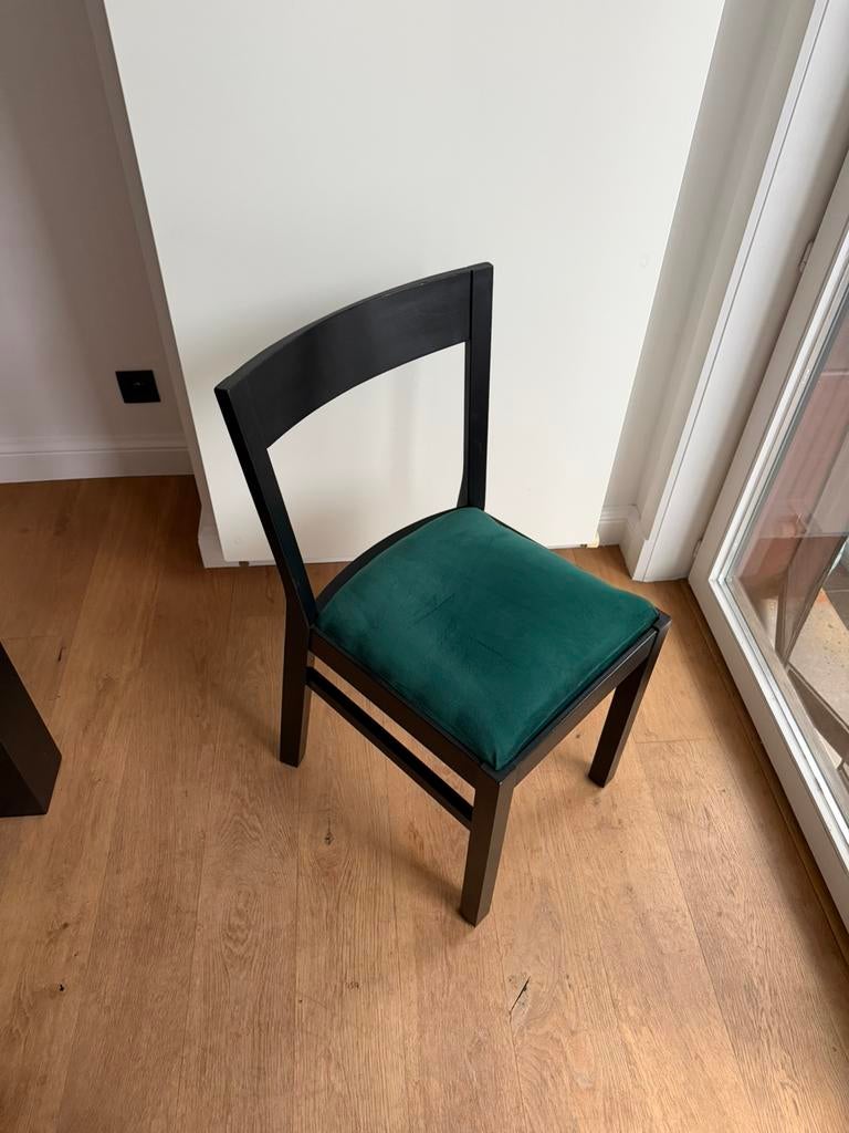 6 eetkamer stoelen zwart met groen, Ophalen, Zwart, Zo goed als nieuw, Vijf, Zes of meer stoelen