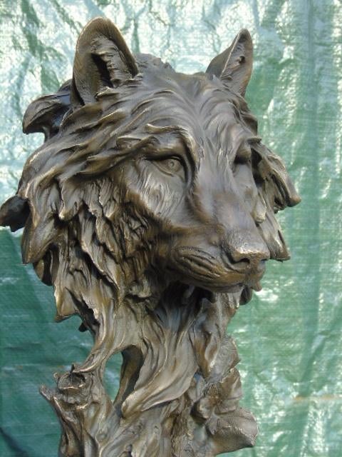 tête de loup en bronze sur socle signé, BARYE, Antiquités & Art, Enlèvement ou Envoi, Bronze