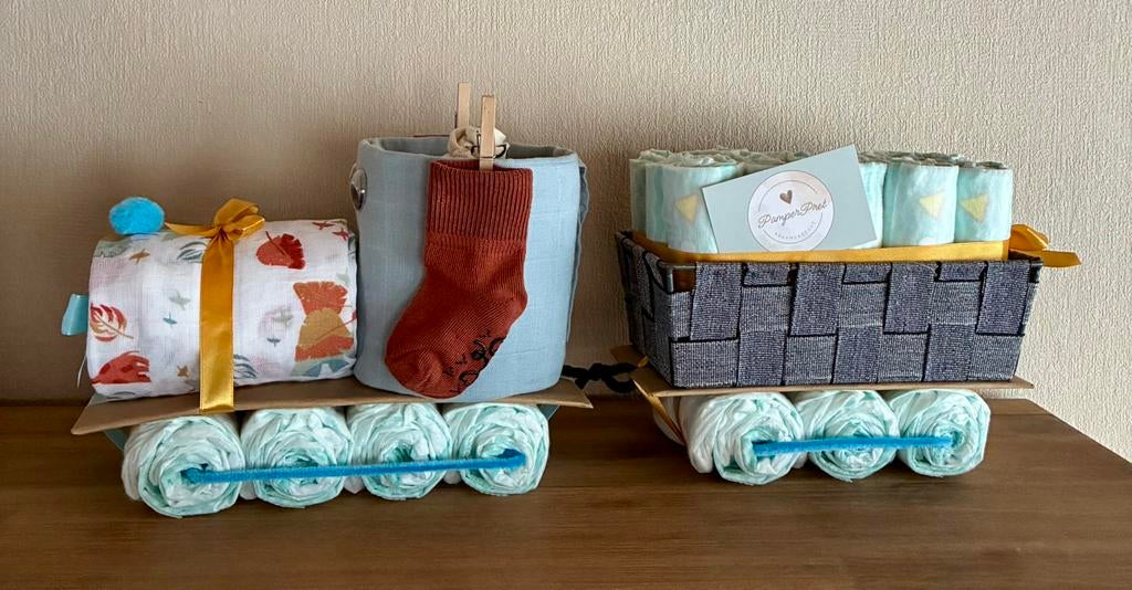 Pampertaart  Trein, Kinderen en Baby's, Kraamcadeaus en Geboorteborden, Ophalen of Verzenden, Kraamcadeau