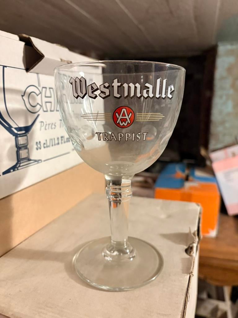 Verres triples Westmalle 2 boîtes, Enlèvement, Neuf, Verre à bière