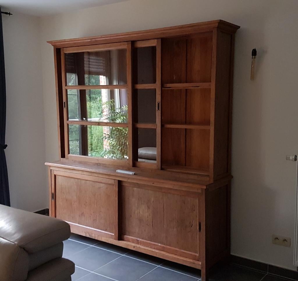 Vitrinekast teakhout, Ophalen, Zo goed als nieuw, Teakhout