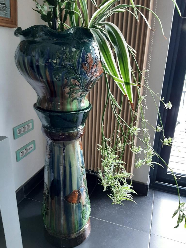 Bloempot Art nouveau, Ophalen, Gebruikt, 40 cm of meer, Rond