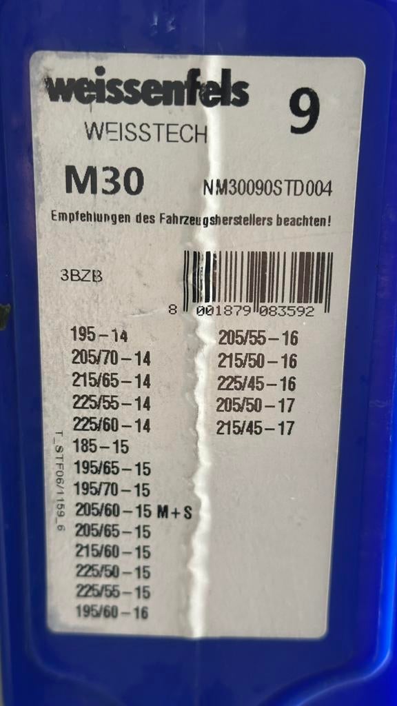 Chaînes à neige Weissenfels Weisstech/Tecna M30 No. 9, Autos : Divers, Chaînes, Enlèvement, Comme neuf