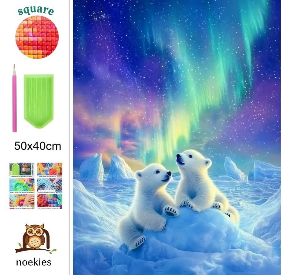 Nr 18 Diamond Painting ours polaires 50x40cm (carré), Hobby & Loisirs créatifs, Bricolage, Neuf, Diamond painting, Éducatif, Autocollant