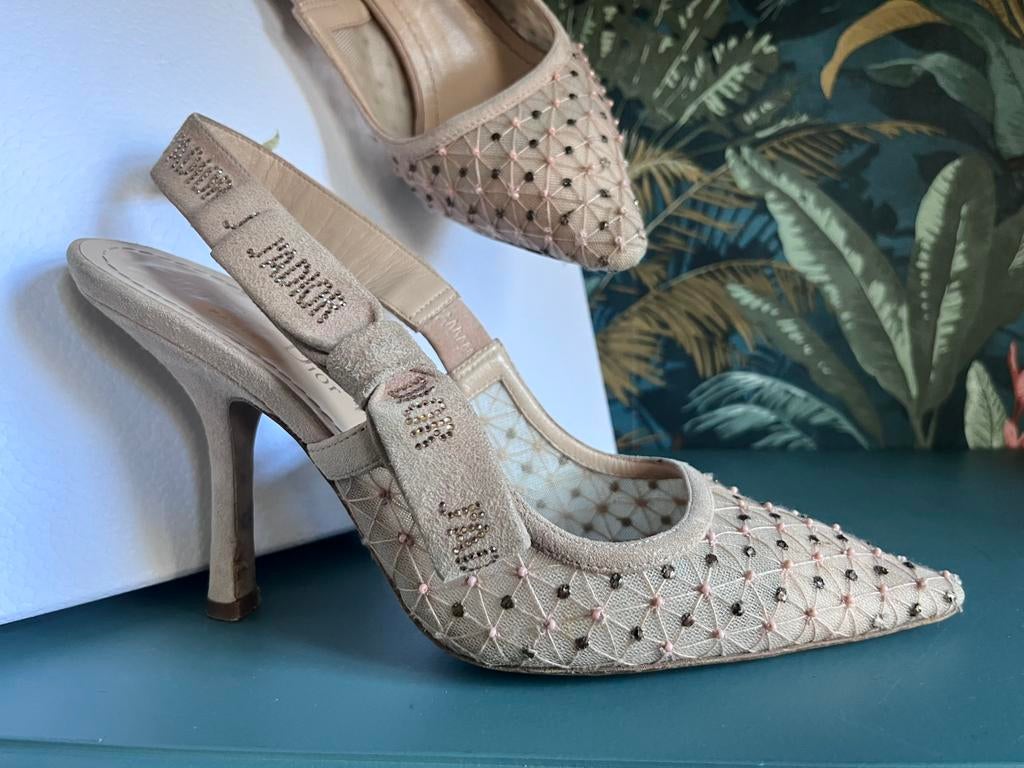 Dior slingbacks J’adior maat 37,5, Beige, Zo goed als nieuw, Sandalen of Muiltjes, Ophalen of Verzenden