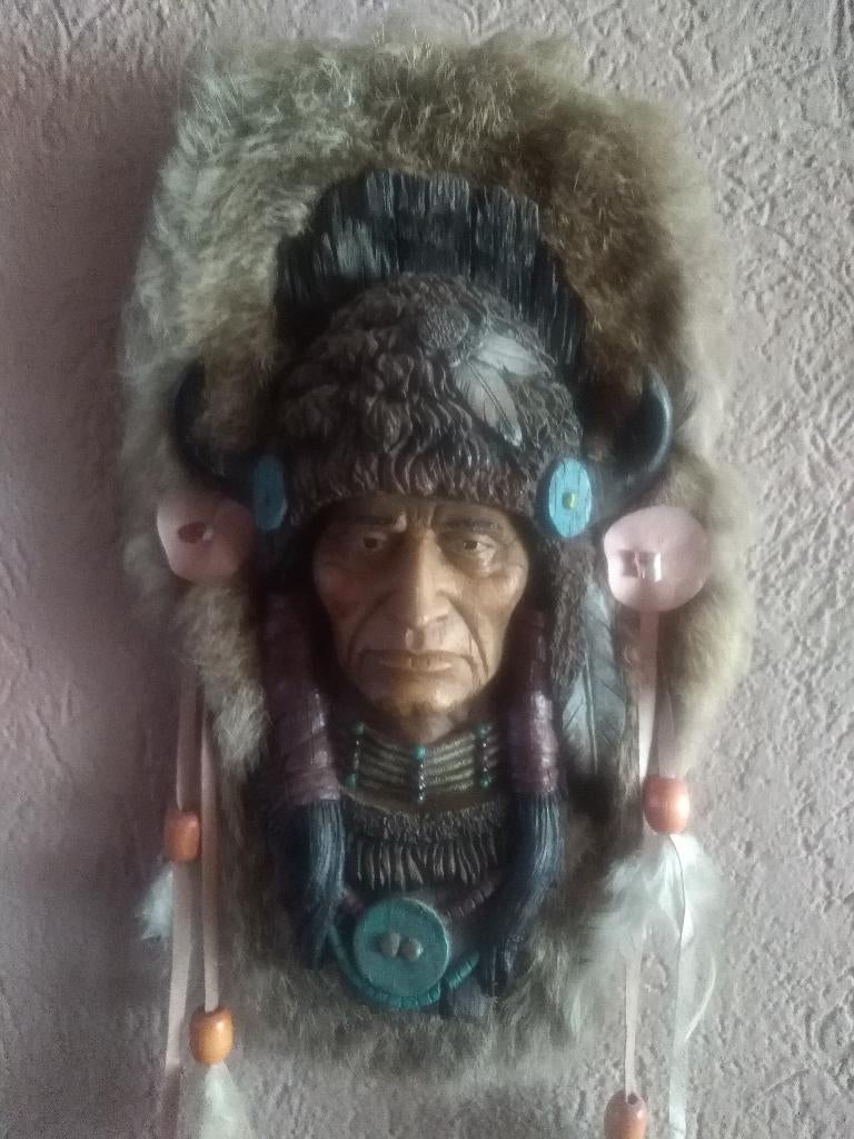 statue murale indienne avec fourrure de lapin, Maison & Meubles, Enlèvement ou Envoi, Utilisé