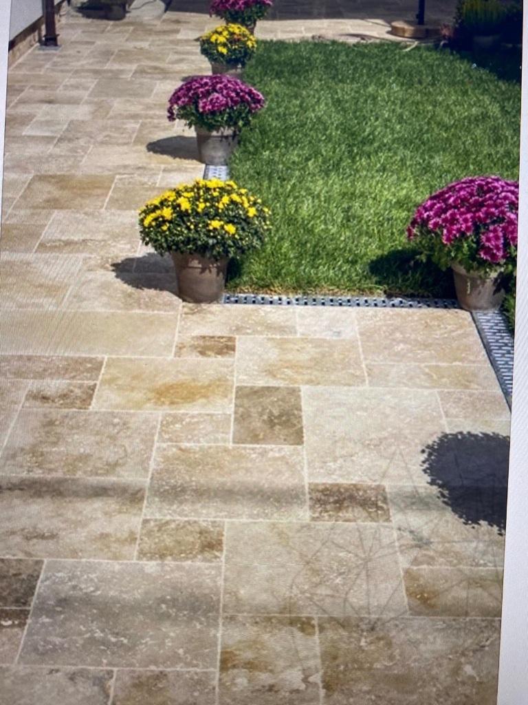 Travertin int./ext. vieilli Opus Romain 12mm 1er choix, Bricolage & Construction, Dalles & Carrelages, Neuf, Carrelage de sol