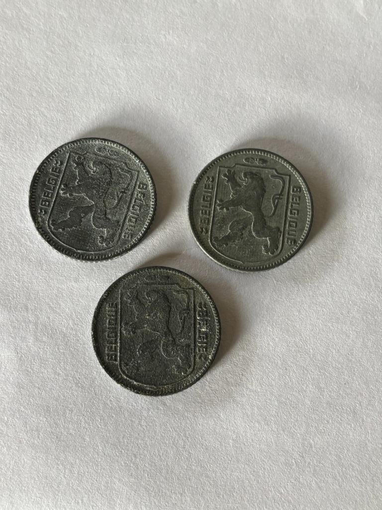 3 pièces 1 Franc belge 1942, Timbres & Monnaies, Monnaies | Belgique, Enlèvement ou Envoi