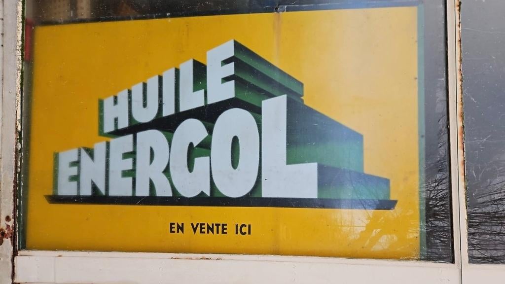 Huile energol origineel emaille reclamebord 160x100 cm, Verzamelen, Merken en Reclamevoorwerpen, Zo goed als nieuw, Reclamebord