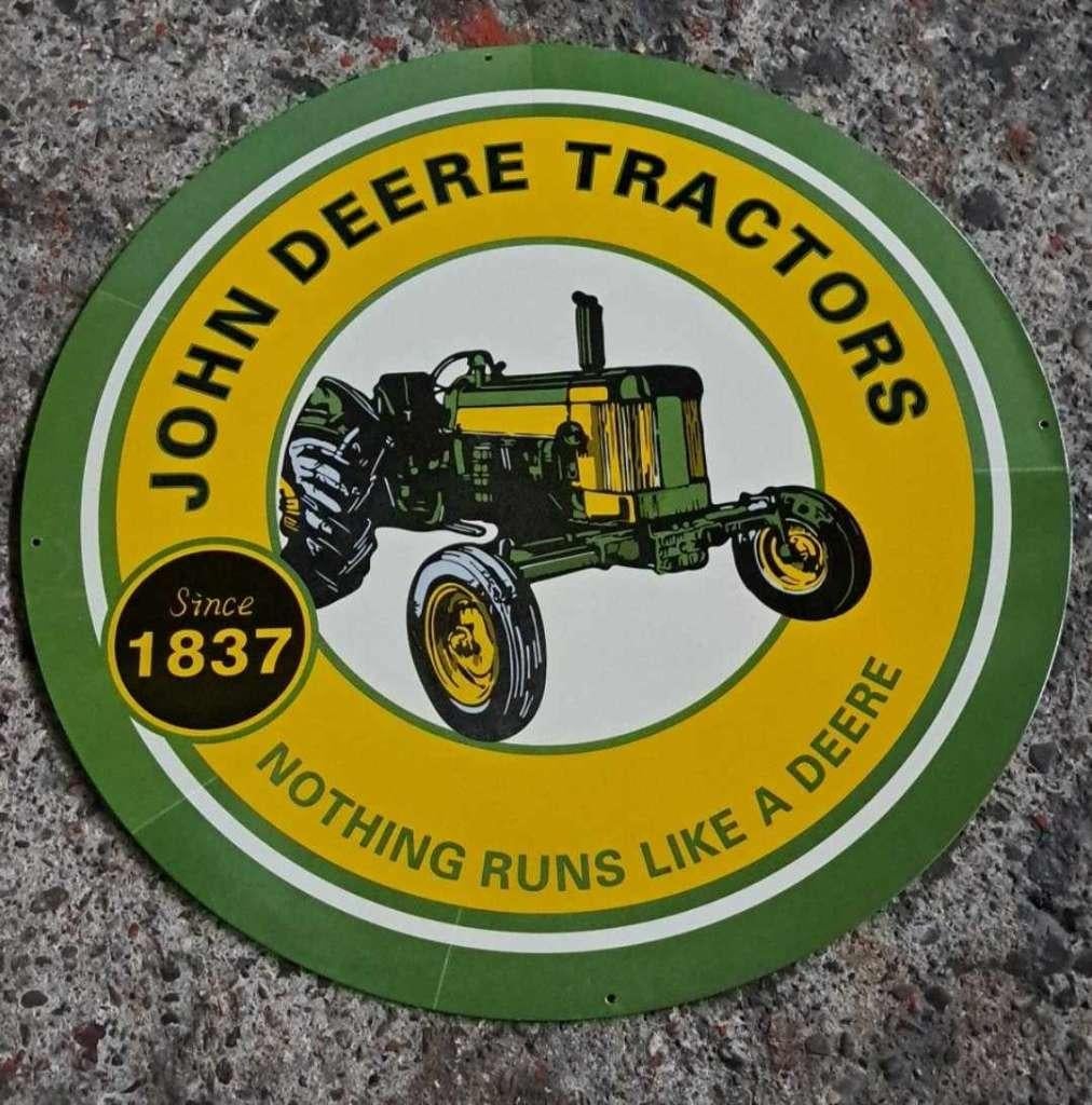 Groot emaillen John Deere tractor reclame decoratie bord, Ophalen, Nieuw, Reclamebord
