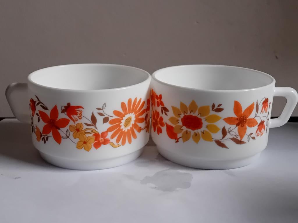 2 grote Arcopal Flore Cups, Ophalen of Verzenden, Gebruikt, Glas, Kop(pen) en/of Schotel(s)