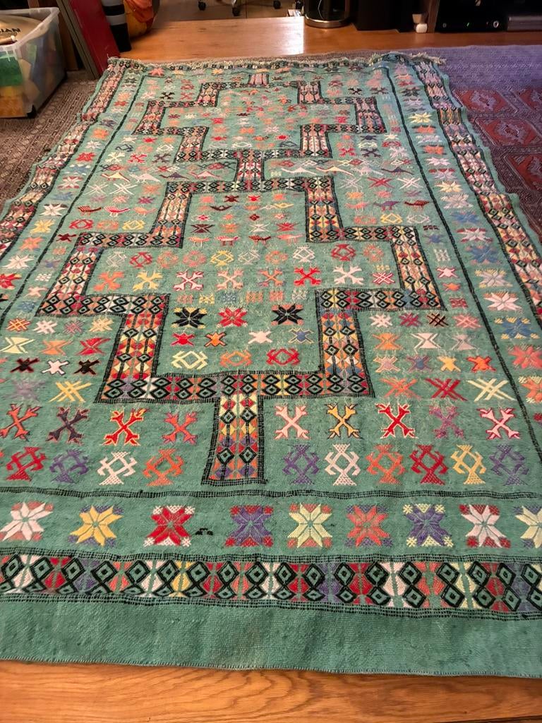 Handgeweven tapijt, Huis en Inrichting, Stoffering | Tapijten en Vloerkleden, Ophalen, 200 cm of meer, Zo goed als nieuw, Rechthoekig