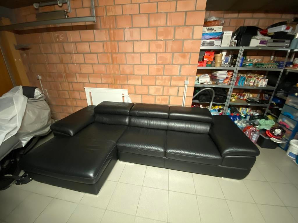 Salon Max Divani 5-zitsbank in buffelleer, Ophalen, Gebruikt, Leer