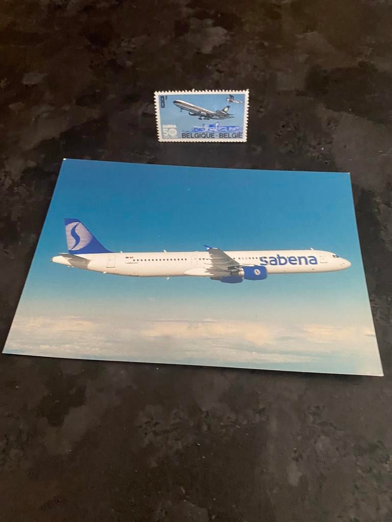 Ansichtkaart en postzegel voor Sabena's 50e verjaardag, Verzamelen, Sabenasouvenirs, Ophalen, Zo goed als nieuw