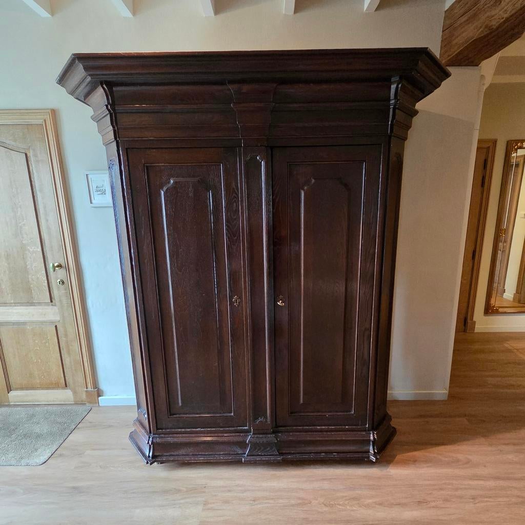 Massief eiken halkast, Antiek en Kunst, Antiek | Meubels | Kasten, Ophalen
