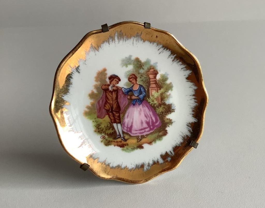 miniatuur Limoges bordje met houder, Ophalen of Verzenden