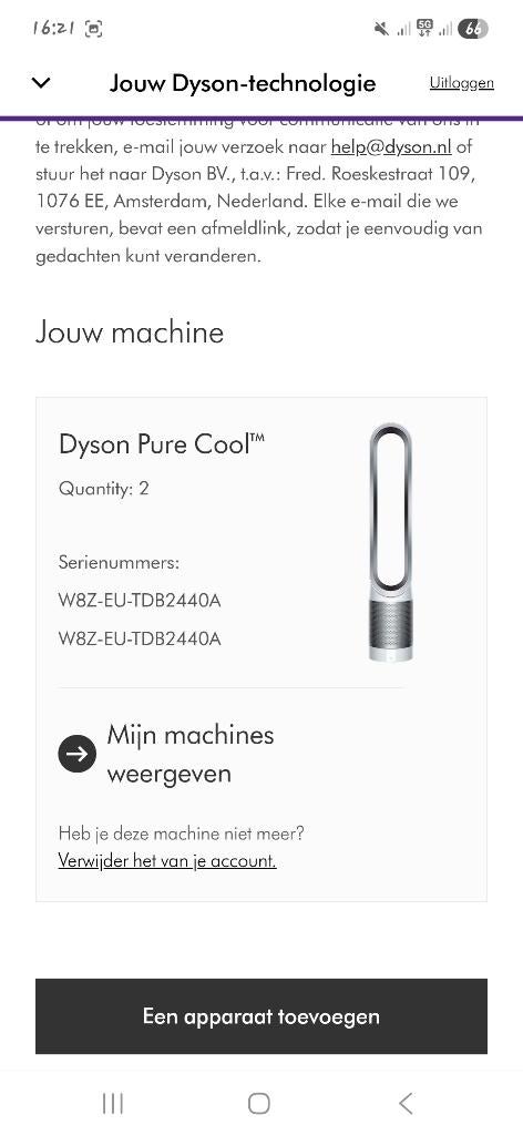 Dyson Pure Cool, Ophalen, Zo goed als nieuw, Statiefventilator