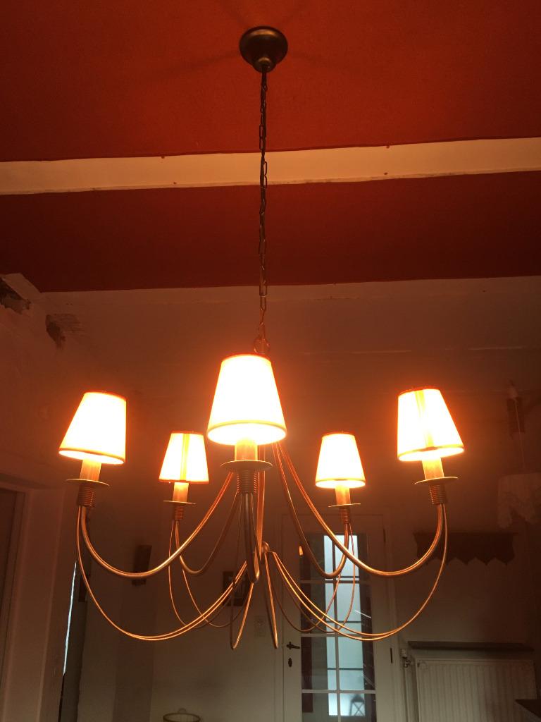 Lustre 5 branches en fer bronzé, Enlèvement, Comme neuf, Métal