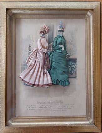 4 Diorama modeprenten in kader, Ophalen of Verzenden