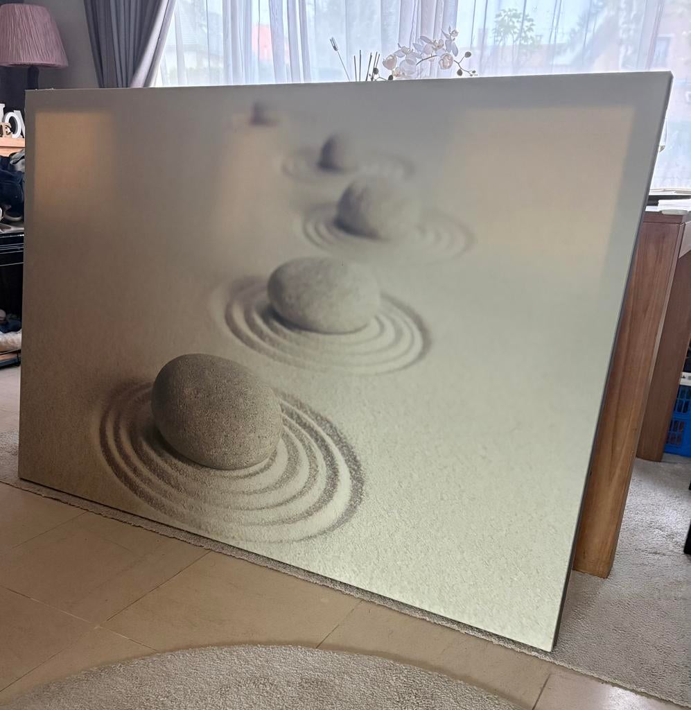 Canvas canvas zen stone zandgrijs beige beige decorontwerp, Ophalen, Zo goed als nieuw