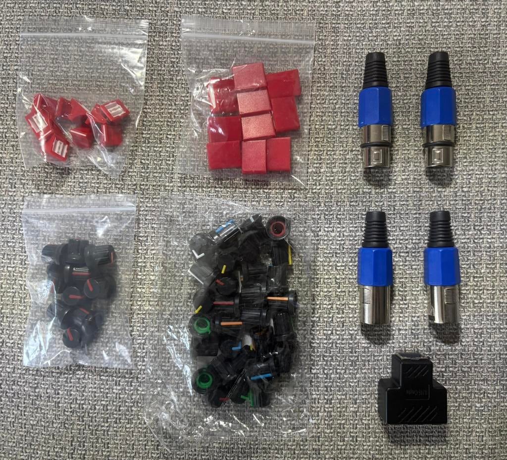 DMX XLR connector (2x M + 2x F) + knoppen mengpaneel, Ophalen of Verzenden, Nieuw