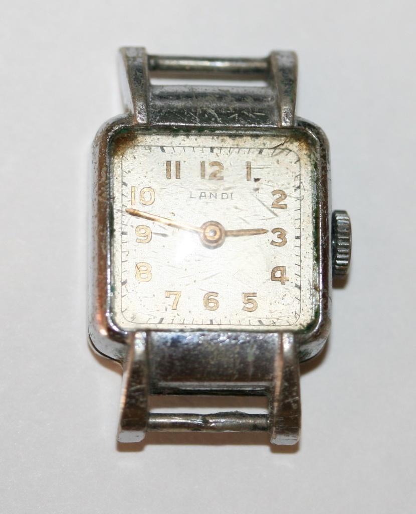 Landi Swiss made - Oude mechanische horloge, Enlèvement ou Envoi, Utilisé, Acier, Montre-bracelet