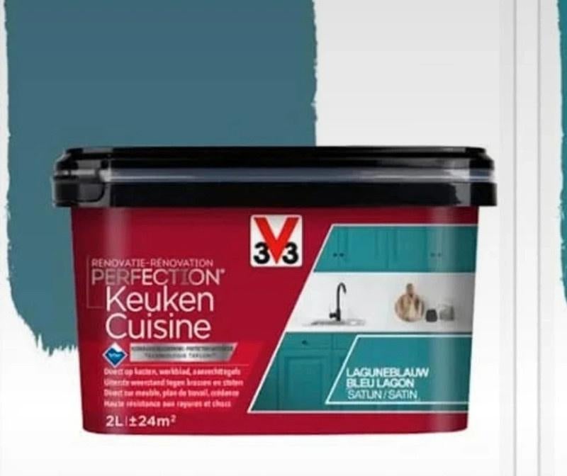 Couleur V33 bleu lagon pour meubles de cuisine. 2 l. Neuf, Maison & Meubles, Enlèvement, Neuf, Bleu