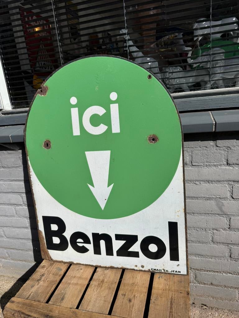 Ancien panneau d'affichage en émail à huile de benzoil, Enlèvement
