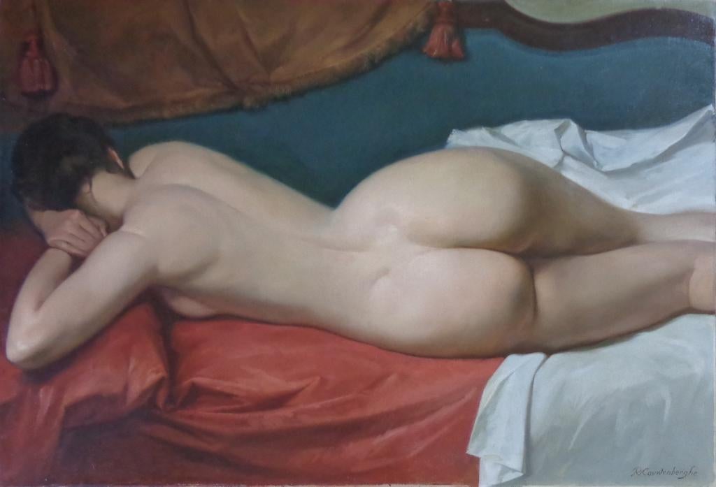 ROBERT VAN CAUWENBERGHE / NAAKT / OLIEVERF 71x103cm CHASSIS, Enlèvement