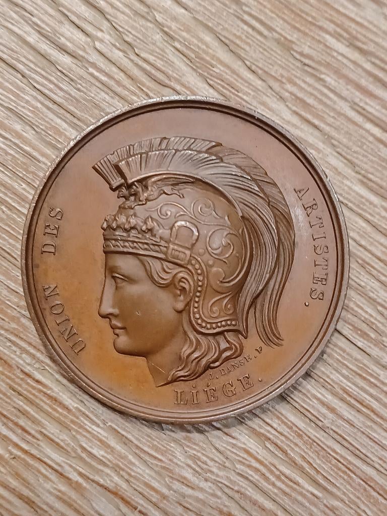 medaille 1871 liege cercle beaux arts expo, Postzegels en Munten, Penningen en Medailles, Ophalen of Verzenden, Brons