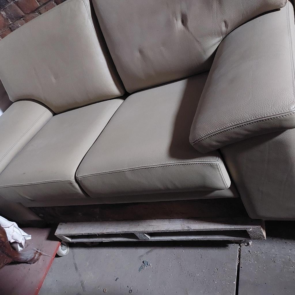 ledere salon drie en tweezit, Ophalen, Zo goed als nieuw, Leer, Klasiek