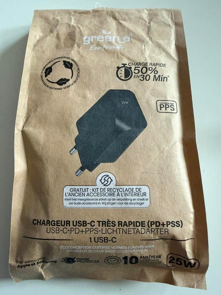 Superbe chargeur USB-C 25 W noir neuf dans son emballage, Télécoms, Téléphonie mobile | Chargeurs pour téléphone, Enlèvement, Comme neuf