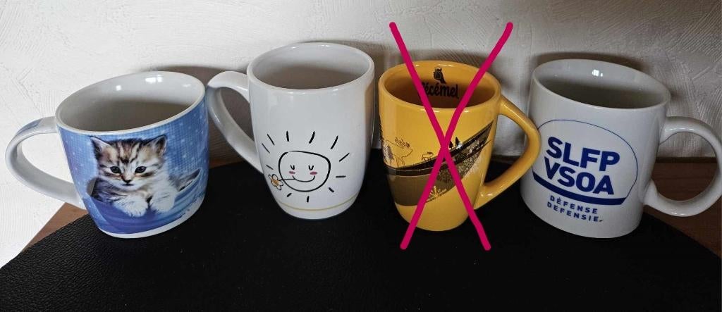 Lot 3 mugs chat bol tasse, Maison & Meubles, Cuisine | Vaisselle, Enlèvement ou Envoi, Neuf, Tasse(s) et/ou soucoupe(s)