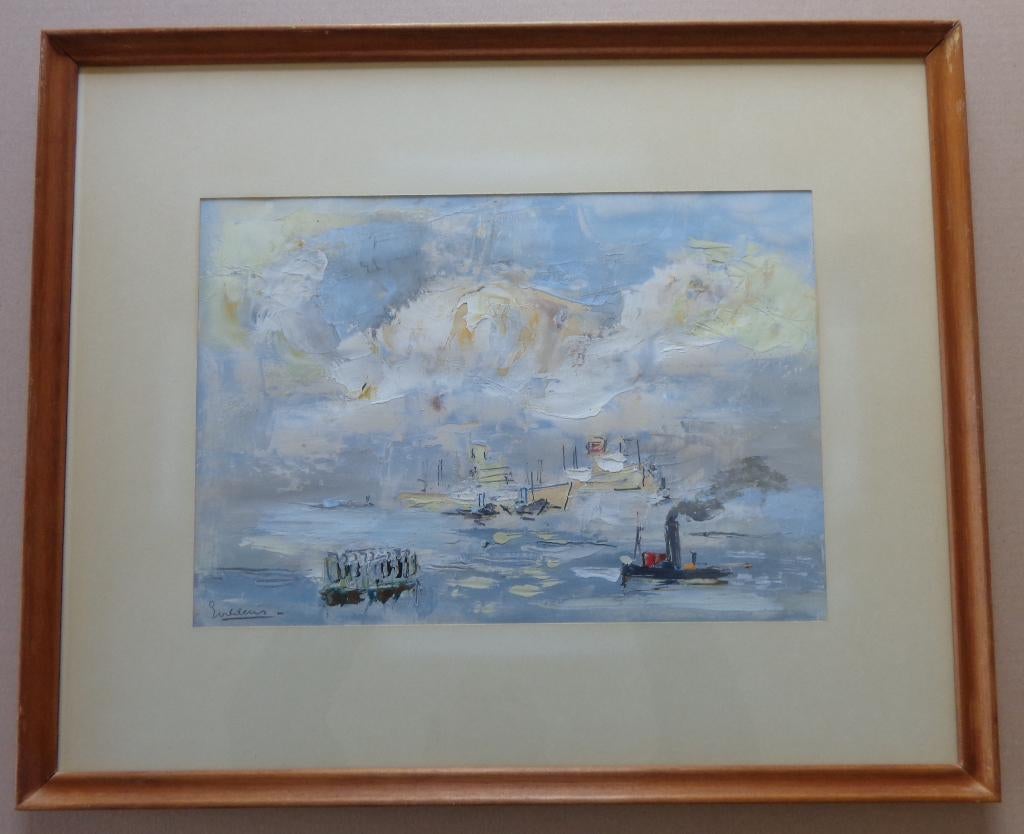 JACK GODDERIS / BOTEN OP RIVIER / OLIEVERF / 48x58cm / KADER, Ophalen of Verzenden