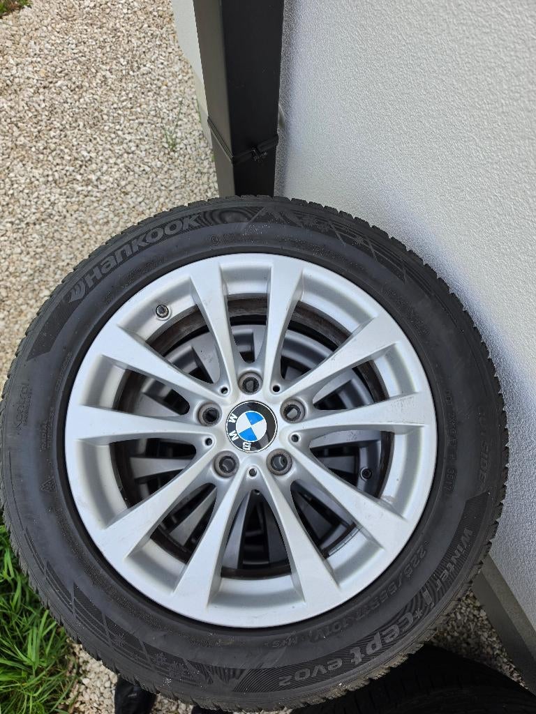 Originele 17" BMW Velgen + Hankook Winterbanden – 225/55 R17, Auto-onderdelen, Banden en Velgen, Ophalen, Gebruikt, Velg(en), 17 inch