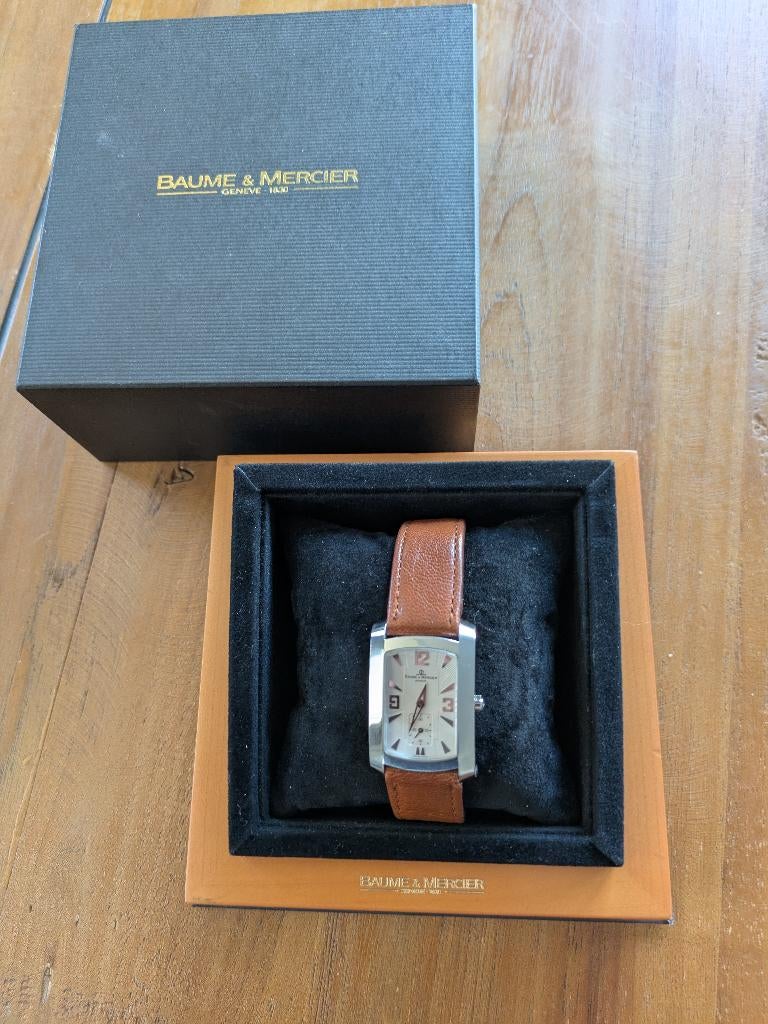 Baume & Mercier Hampton, Montre-bracelet, Enlèvement ou Envoi, Cuir, Acier