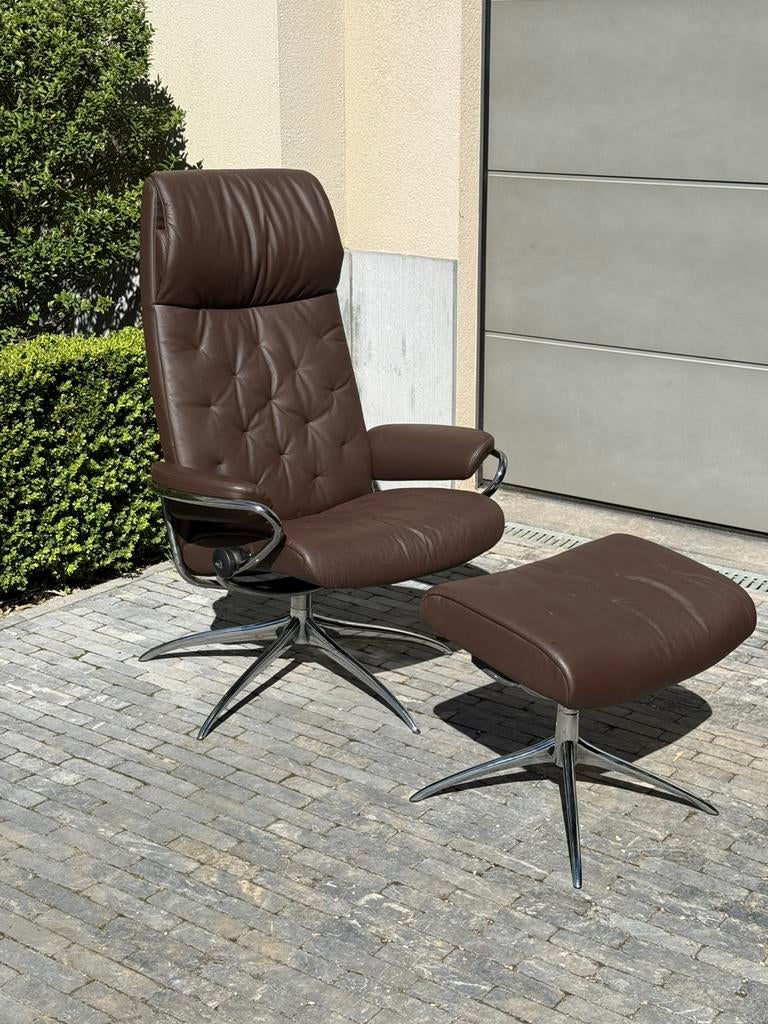 Fauteuil Stressless original et son repose pieds, Huis en Inrichting, Fauteuils, Zo goed als nieuw, Leer, Ophalen