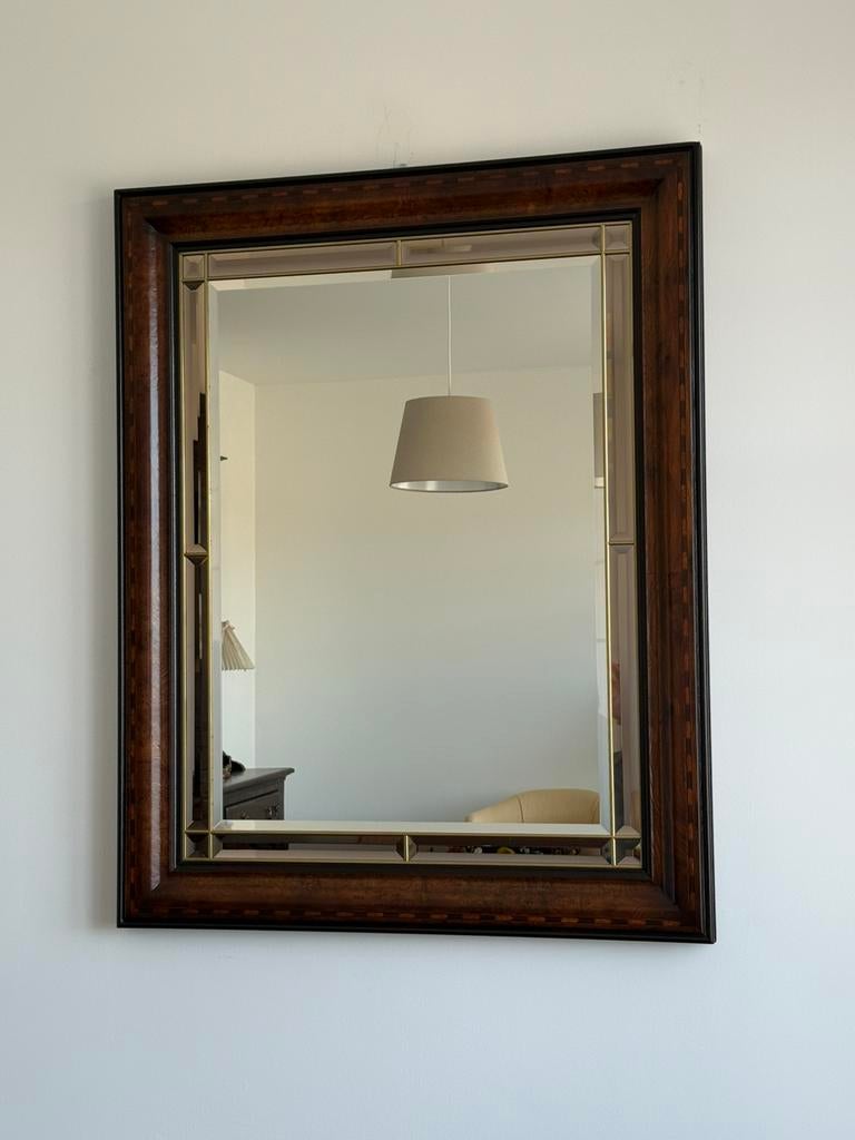 Spiegel  met inlegwerk mahonie, Antiek en Kunst, Ophalen