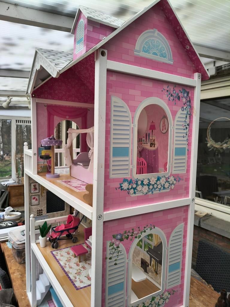 Houten poppenhuis, Kinderen en Baby's, Speelgoed | Poppenhuizen, Ophalen, Gebruikt, Poppenhuis
