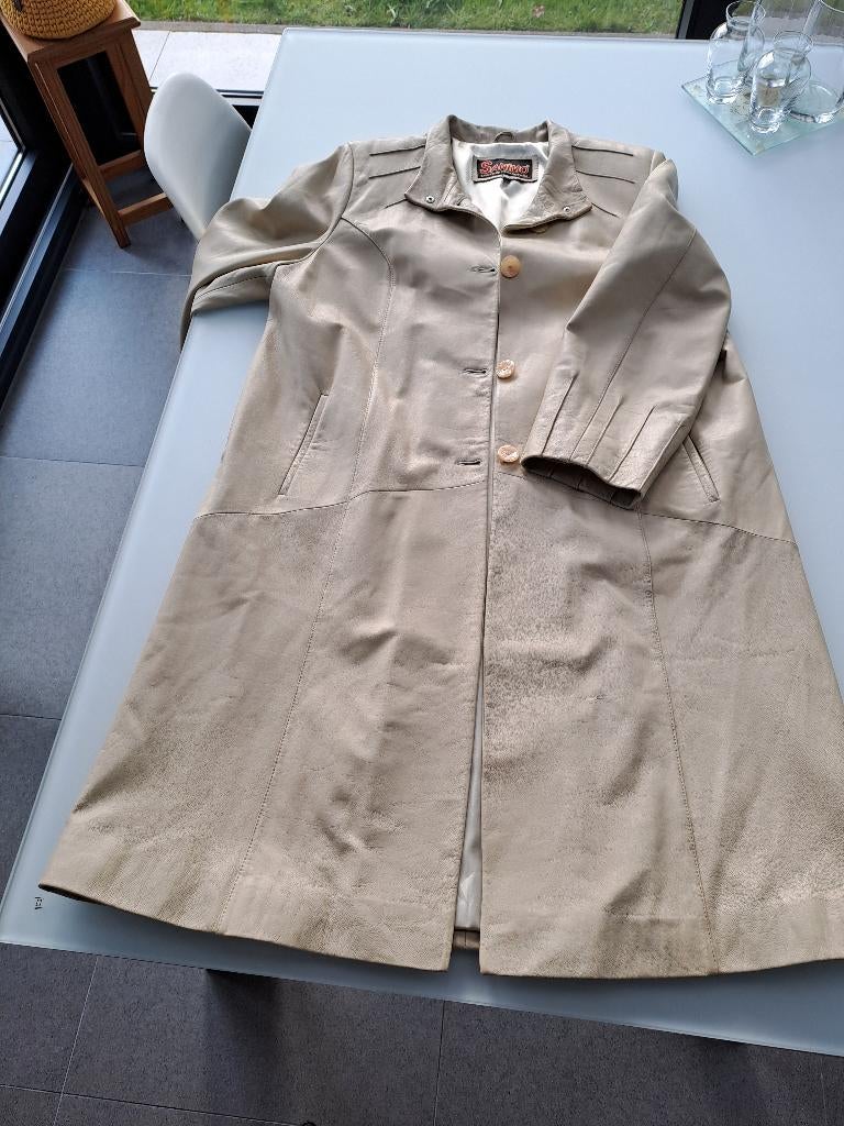 Lederen jas, Beige, Maat 42/44 (L), Gedragen, Ophalen
