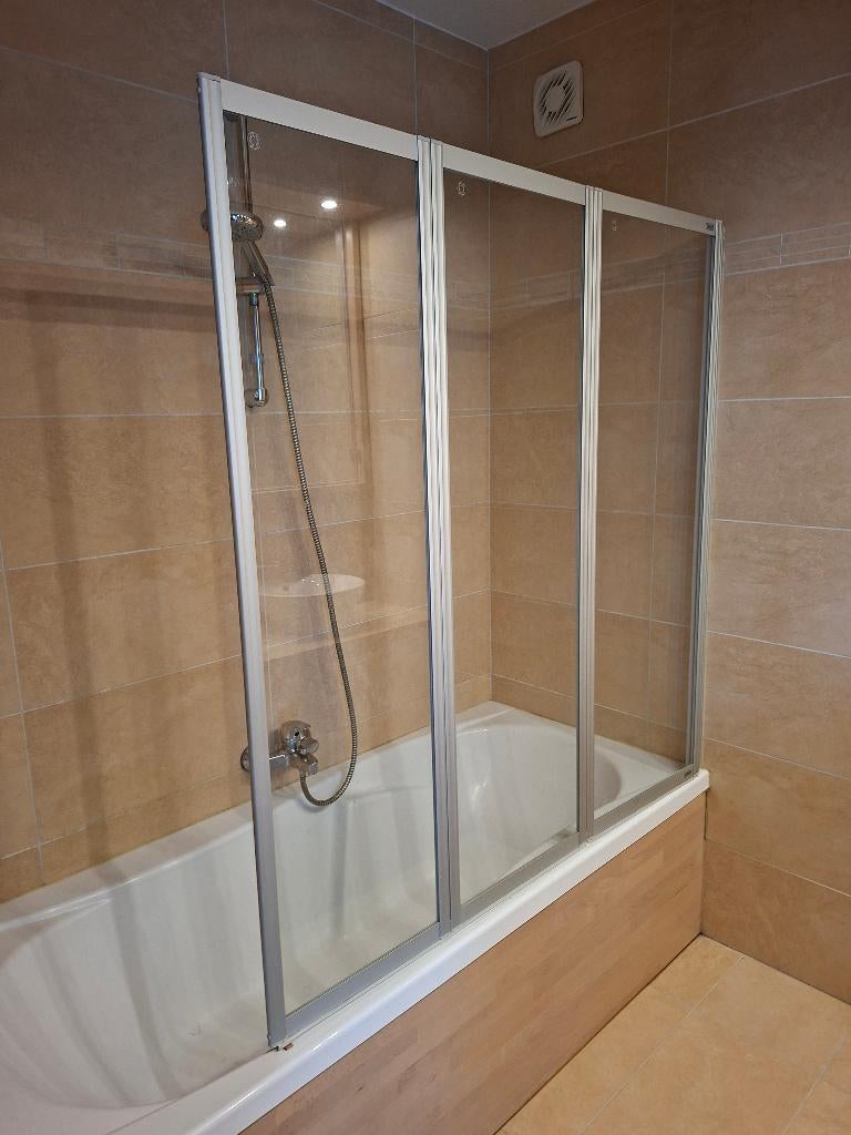 Hüppe Combinett 2 badscherm (3-delig), Doe-het-zelf en Bouw, Sanitair, Zo goed als nieuw, Bad, Glas, Inox, Ophalen