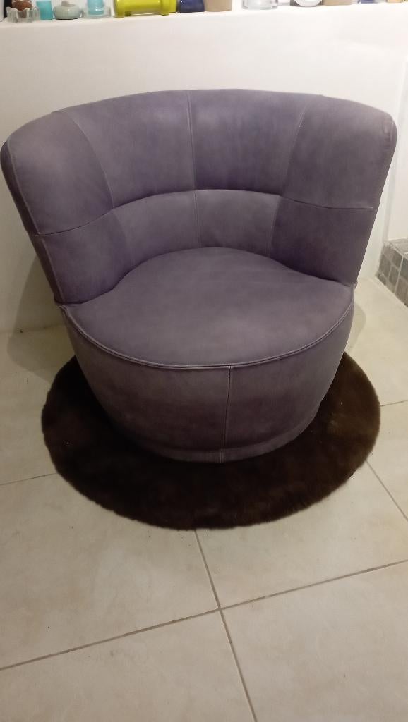 DRAAIBARE LEREN FAUTEUIL, Huis en Inrichting, Fauteuils, Ophalen, Vintage club, Nieuw, 75 tot 100 cm